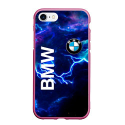 Чехол iPhone 7/8 матовый BMW Синяя молния, цвет: 3D-малиновый