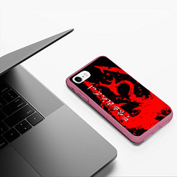 Чехол iPhone 7/8 матовый TES RED DRAGON, FUS RO DAH SYMBOL, цвет: 3D-малиновый — фото 2