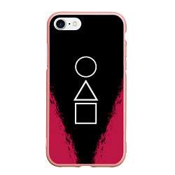 Чехол iPhone 7/8 матовый Игра в кальмара: Фигуры игры, цвет: 3D-светло-розовый