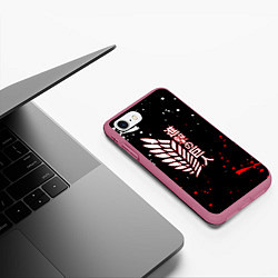 Чехол iPhone 7/8 матовый ATTACK ON TITAN БРЫЗГИ КРАСОК, цвет: 3D-малиновый — фото 2