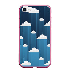 Чехол iPhone 7/8 матовый Облака в очереди, цвет: 3D-малиновый