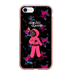 Чехол iPhone 7/8 матовый Удивление - сериал Игра в кальмара, цвет: 3D-светло-розовый