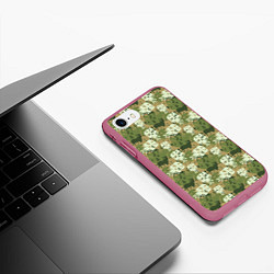 Чехол iPhone 7/8 матовый Силуэты Черепов камуфляж, цвет: 3D-малиновый — фото 2