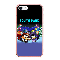 Чехол iPhone 7/8 матовый Енот и его команда - противостояние Южный Парк, цвет: 3D-светло-розовый