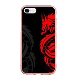 Чехол iPhone 7/8 матовый КРАСНЫЙ ДРАКОН ТАТУ RED DRAGON TATTOO, цвет: 3D-светло-розовый