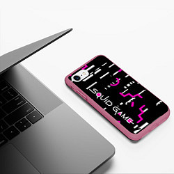 Чехол iPhone 7/8 матовый Squid Gam: Узоры, цвет: 3D-малиновый — фото 2