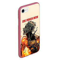 Чехол iPhone 7/8 матовый Разрушение Геноса One Punch-Man, цвет: 3D-малиновый — фото 2