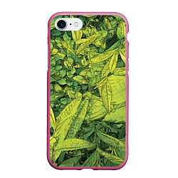 Чехол iPhone 7/8 матовый Растительная жизнь - Хоста, цвет: 3D-малиновый