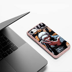 Чехол iPhone 7/8 матовый Трафальгар Ло особо опасен, цвет: 3D-светло-розовый — фото 2