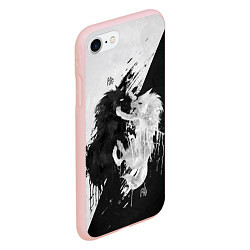 Чехол iPhone 7/8 матовый ИНЬ ЯНЬ ВОЛКИ ЧЁРНО БЕЛЫЙ, цвет: 3D-светло-розовый — фото 2