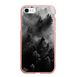 Чехол iPhone 7/8 матовый МРАЧНЫЙ ЛЕС FOREST, цвет: 3D-светло-розовый