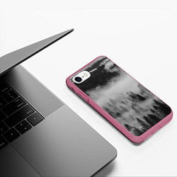 Чехол iPhone 7/8 матовый ТУМАННЫЙ ЛЕС FOREST, цвет: 3D-малиновый — фото 2