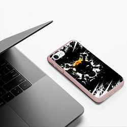 Чехол iPhone 7/8 матовый ONE PIECE ВАН ПИС ПИРАТЫ, БРЫЗГИ КРАСОК, цвет: 3D-светло-розовый — фото 2