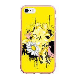 Чехол iPhone 7/8 матовый Жирафа с герберой, цвет: 3D-светло-розовый