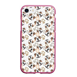Чехол iPhone 7/8 матовый Английский Бульдог Bulldog, цвет: 3D-малиновый