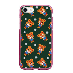Чехол iPhone 7/8 матовый Тигрёнок и снежинка, цвет: 3D-малиновый