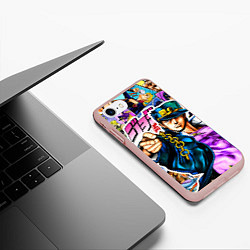 Чехол iPhone 7/8 матовый Джотаро - JoJos Bizarre Adventure, цвет: 3D-светло-розовый — фото 2