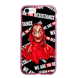 Чехол iPhone 7/8 матовый БУМАЖНЫЙ ДОМ WE ARE THE RESISTANCE, цвет: 3D-малиновый