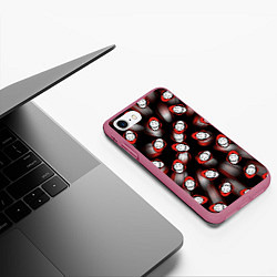 Чехол iPhone 7/8 матовый БУМАЖНЫЙ ДОМ ПАТТЕРН МАСКА ДАЛИ, цвет: 3D-малиновый — фото 2