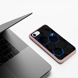 Чехол iPhone 7/8 матовый BMW blue neon theme, цвет: 3D-светло-розовый — фото 2