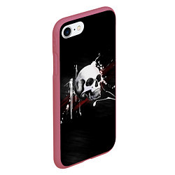 Чехол iPhone 7/8 матовый Череп Красно-черный, цвет: 3D-малиновый — фото 2