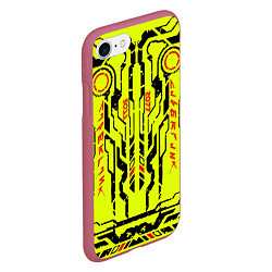 Чехол iPhone 7/8 матовый Cyberpunk 2077 YELLOW, цвет: 3D-малиновый — фото 2