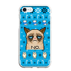 Чехол iPhone 7/8 матовый Grumpy КОТ МЕМ НОВОГОДНИЙ, цвет: 3D-белый