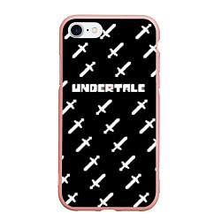 Чехол iPhone 7/8 матовый UNDERTALE LOGO СРАЖЕНИЕ, МЕЧИ, цвет: 3D-светло-розовый