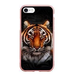 Чехол iPhone 7/8 матовый Реалистичный тигр Realistic Tiger, цвет: 3D-светло-розовый