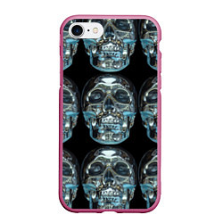 Чехол iPhone 7/8 матовый Skulls pattern 2028, цвет: 3D-малиновый