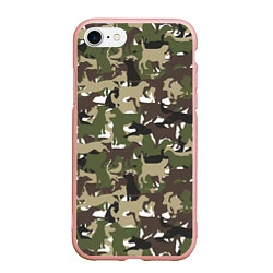 Чехол iPhone 7/8 матовый Камуфляж из Собак Camouflage, цвет: 3D-светло-розовый