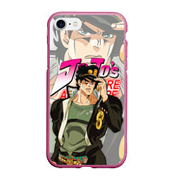 Чехол iPhone 7/8 матовый JOJO BIZARRE ADVENTURE ДЖОДЖО, цвет: 3D-малиновый