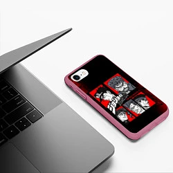 Чехол iPhone 7/8 матовый JOJO BIZARRE ADVENTURE ДЖОДЖО АРТ, цвет: 3D-малиновый — фото 2