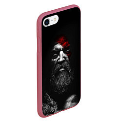 Чехол iPhone 7/8 матовый ЛИЦО КРАТОСА, БОГ ВОЙНЫ GOD OF WAR, цвет: 3D-малиновый — фото 2