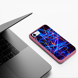 Чехол iPhone 7/8 матовый NEON LINES Glowing Lines Effect, цвет: 3D-малиновый — фото 2