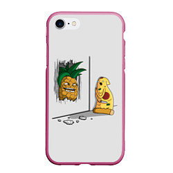 Чехол iPhone 7/8 матовый HERES PINEAPPLE!, цвет: 3D-малиновый