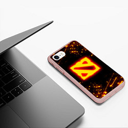 Чехол iPhone 7/8 матовый DOTA 2 FIRE LOGO ДОТА 2 ОГНЕННЫЙ ЛОГО, цвет: 3D-светло-розовый — фото 2