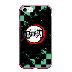 Чехол iPhone 7/8 матовый ТАНДЖИРО, KIMETSU NO YAIBA LOGO, цвет: 3D-малиновый