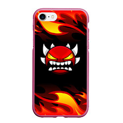 Чехол iPhone 7/8 матовый Geometry Dash Fire, цвет: 3D-малиновый