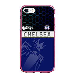 Чехол iPhone 7/8 матовый FC Chelsea London ФК Челси Лонон, цвет: 3D-малиновый