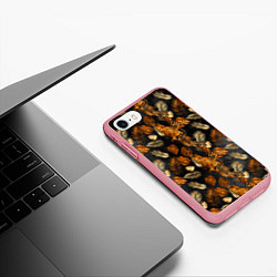 Чехол iPhone 7/8 матовый Тигры и листья Тропики, цвет: 3D-баблгам — фото 2