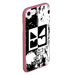 Чехол iPhone 7/8 матовый GEOMETRY DASH BLACK & WHITE SMILE, цвет: 3D-малиновый — фото 2
