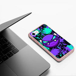 Чехол iPhone 7/8 матовый GEOMETRY DASH NEON DEMON LEVELS, НЕОНОВЫЕ БРЫЗГИ К, цвет: 3D-светло-розовый — фото 2