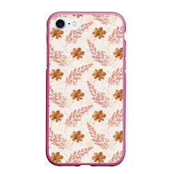 Чехол iPhone 7/8 матовый Осенние листья паттерн, цвет: 3D-малиновый