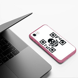 Чехол iPhone 7/8 матовый Хакерю QR-code Qr код для программистов, цвет: 3D-малиновый — фото 2