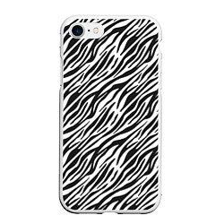 Чехол iPhone 7/8 матовый Чёрно-Белые полоски Зебры, цвет: 3D-белый