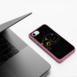 Чехол iPhone 7/8 матовый Космический Кот Целестиал, цвет: 3D-малиновый — фото 2