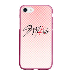 Чехол iPhone 7/8 матовый Stray kids лого, K-pop ромбики, цвет: 3D-малиновый