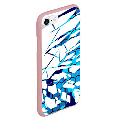 Чехол iPhone 7/8 матовый 3D ВЗРЫВ ПЛИТ Белые и синие осколки, цвет: 3D-баблгам — фото 2