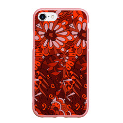 Чехол iPhone 7/8 матовый Красные цветы абстракция, цвет: 3D-баблгам